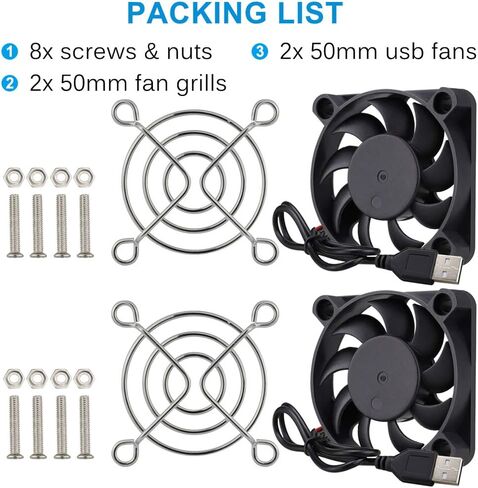 GDSTIME Dual 60mm x 15mm USB Fan w/ 3 Speed Control 5V Brushless DC Cooling in Kuwait