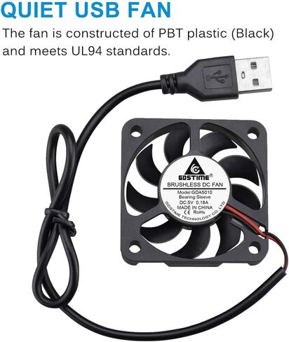 GDSTIME Dual 60mm x 15mm USB Fan w/ 3 Speed Control 5V Brushless DC Cooling in Kuwait