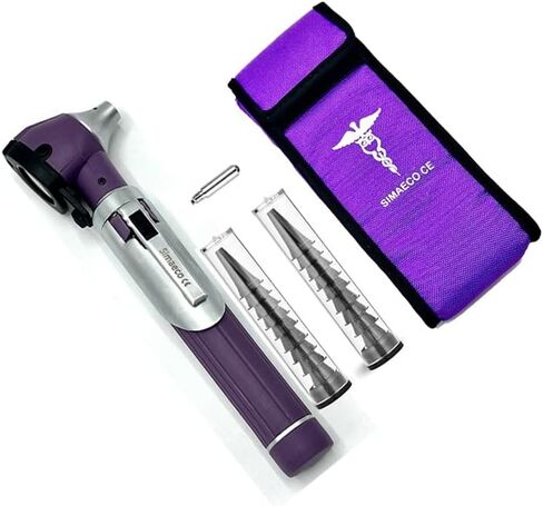 Simaeco LED حجم الجيب منظار الأذن مع الضوء. منظار الأذن لكل من البالغين والأطفال مع 20 طرف منظار للاستعمال مرة واحدة (أرجواني) in Kuwait