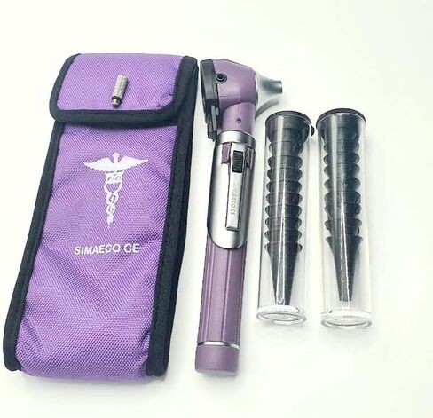 Simaeco LED حجم الجيب منظار الأذن مع الضوء. منظار الأذن لكل من البالغين والأطفال مع 20 طرف منظار للاستعمال مرة واحدة (أرجواني) in Kuwait