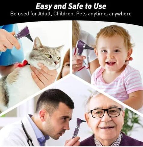 Simaeco LED حجم الجيب منظار الأذن مع الضوء. منظار الأذن لكل من البالغين والأطفال مع 20 طرف منظار للاستعمال مرة واحدة (أرجواني) in Kuwait