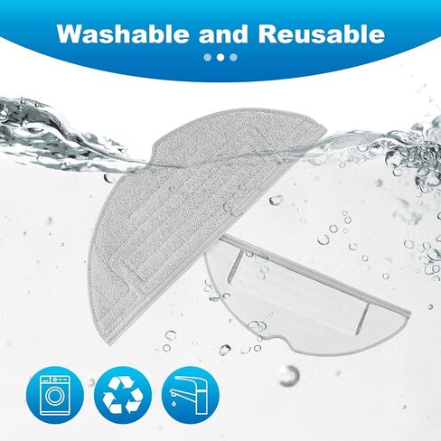 KEEPOW Mop Pads for Roborock S8 / S8+ / S7 / S7+ / S7 MaxV / S7 MaxV Plus / S7 MaxV Ultra / S7 Pro Ultra, Upgraded Microfiber Reusable Floor Replacement Pads with Silver Ions, 6 Pack in Saudi Arabia