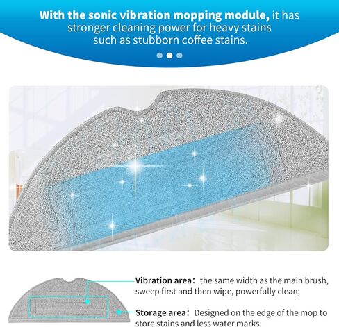 KEEPOW Mop Pads for Roborock S8 / S8+ / S7 / S7+ / S7 MaxV / S7 MaxV Plus / S7 MaxV Ultra / S7 Pro Ultra, Upgraded Microfiber Reusable Floor Replacement Pads with Silver Ions, 6 Pack in Saudi Arabia
