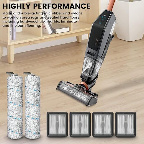 بكرة فرشاة بديلة متوافقة مع مكنسة بيسيل كروس ويف X7 بت برو 3011 3055 3277 3279 3276A اللاسلكية بت برو متعددة الاسطح الرطبة والجافة و2 فرشاة دوارة و4 فلتر هيبا وفرشاة تنظيف in Kuwait