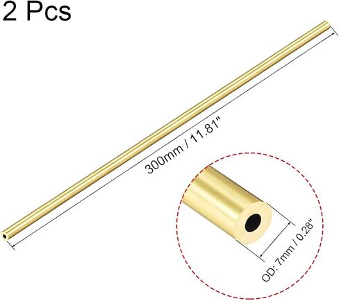 أنبوب دائري نحاسي من uxcell، طول 300 مم، 8 مم OD 1.5 مم، سمك الجدار، أنابيب مستقيمة غير ملحومة 2 قطعة in Kuwait