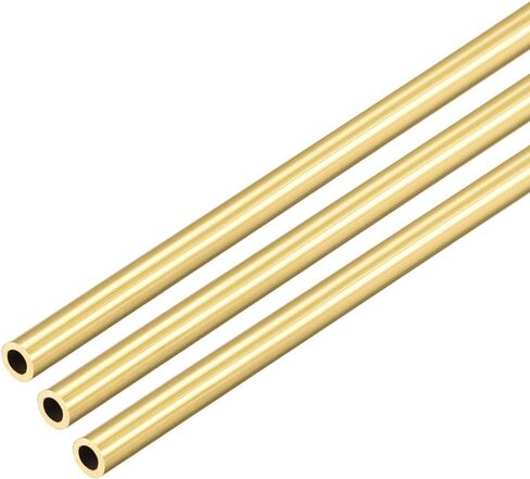 [3 Pcs] Brass Round Tube 300mm Length 2mm OD 0.5mm Wall Thickness, Metal Copper Seamless Straight Pipe Tubing for DIY Draft Hollow Decoration Frame Models Hobby in Kuwait