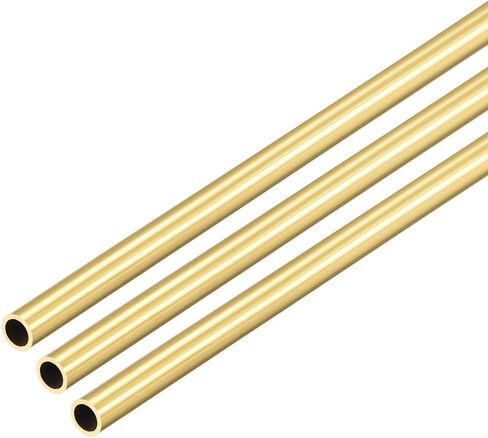 [3 Pcs] Brass Round Tube 300mm Length 2mm OD 0.5mm Wall Thickness, Metal Copper Seamless Straight Pipe Tubing for DIY Draft Hollow Decoration Frame Models Hobby in Kuwait