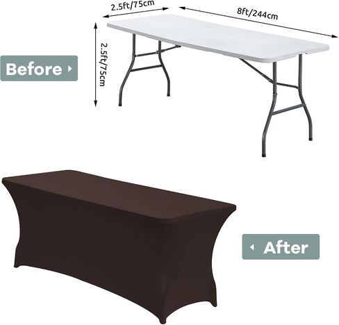CWK 6FT 2Pcs Stretch Spandex Table Cover for Rectangular Fitted Folding Tables, Wrinkle Resistant, Elastic Stretchable Patio Tablecloth Protector for Party, Banquet, Wedding and Events (Black) in Kuwait