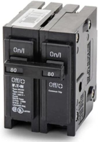 Eaton BR280 Plug-On Mount Type BR Circuit Breaker 2-Pole 80 Amp 120/240 Volt AC, Color in Saudi Arabia