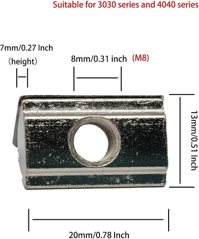 20-Pack Roll in Spring Loaded t Nut M4, 30/40 Universal Specification with Spring Sheet for 4mm Slot Aluminum Profile Accessories in Kuwait