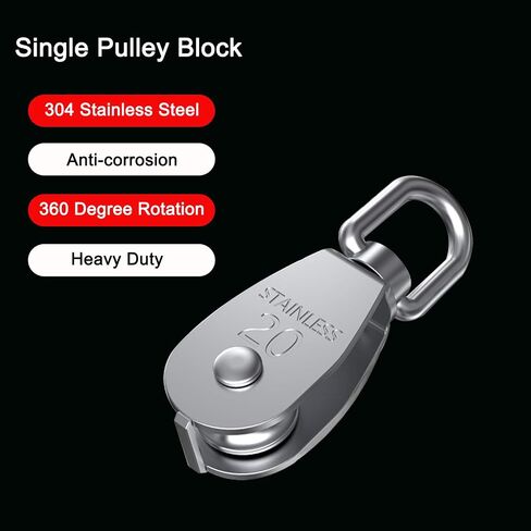 Luckkyme 6Pack Stainless Steel Wire Rope Crane Pulley Block M15 Lifting Crane Swivel Hook Single Pulley Block Hanging Wire Towing Wheel in Saudi Arabia
