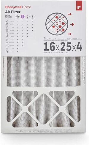 هانيويل هوم 16x25x4 MERV 8، فلتر هواء فرن التيار المتردد، عبوة واحدة (CF408F1625-1PKAM) (الأبعاد الفعلية: 15.63 × 24.75 × 4.38 بوصة) 1 فلتر in Kuwait