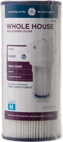 فلتر مياه المنزل بالكامل GE FXHSC | استبدال نظام تنقية المياه | معتمد من NSF: يقلل من الرواسب والصدأ والشوائب الأخرى من الماء | استبدله كل 3 أشهر للحصول على أفضل النتائج | 1 فلتر in Kuwait
