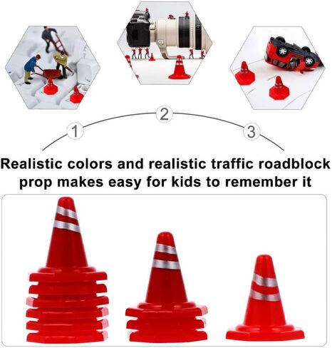 لعبة مخروطية الشكل على شكل طرق مرور 30 قطعة من شركة تول دومي للعب التظاهري بمكعبات طرق محاكاة علامات المرور على الزحام، مخروط مصغرة للبناء الهندسي على الطاولة الرملية. in Kuwait