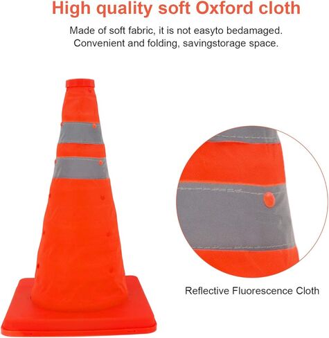 مخاريط المرور BBMi، 3 عبوات مخاريط مرورية مقاس 15.8 بوصة، مخروط أمان بتصميم قابل للطي، مخروط برتقالي مقاوم للماء لوقوف السيارات على الطرق، مخاريط بناء مع ياقة شرائط عاكسة in Kuwait