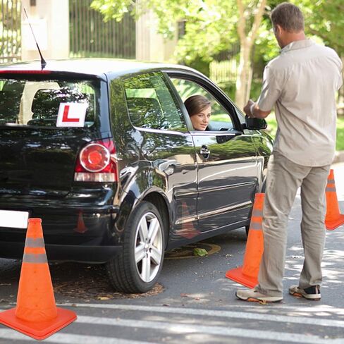 مخاريط المرور BBMi، 3 عبوات مخاريط مرورية مقاس 15.8 بوصة، مخروط أمان بتصميم قابل للطي، مخروط برتقالي مقاوم للماء لوقوف السيارات على الطرق، مخاريط بناء مع ياقة شرائط عاكسة in Kuwait