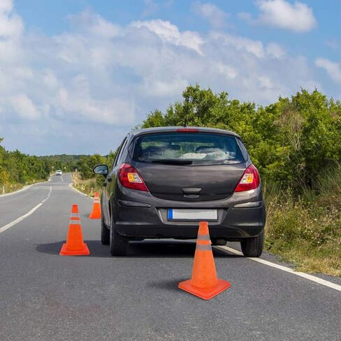 مخاريط المرور BBMi، 3 عبوات مخاريط مرورية مقاس 15.8 بوصة، مخروط أمان بتصميم قابل للطي، مخروط برتقالي مقاوم للماء لوقوف السيارات على الطرق، مخاريط بناء مع ياقة شرائط عاكسة in Kuwait