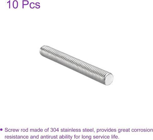 DMiotech 10 عبوات M8x70mm قضيب ملولب بالكامل 304 من الفولاذ المقاوم للصدأ خيوط اليد اليمنى قضيب شريط ترصيع المشابك ومسامير U in Saudi Arabia