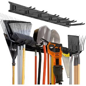 CHARMOUNT Garage Storage Wall Organizer, Wall Mount Rack Hooks Heavy Duty Garden Tool Organizer and Storage, 48 Inch Wall Mount Tool Organization with 6 Hooks, Tracks Max Load 600lbs in Saudi Arabia