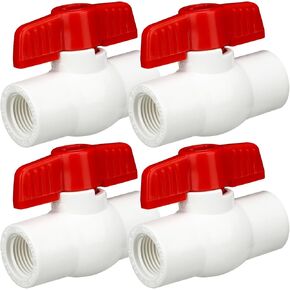 Hiboom 4 قطع صمام كروي PVC SCH40 NPT صمام كروي ملولب مع مقبض سهل التدوير، مصنف عند 150 رطل لكل بوصة مربعة، جدول 40 × خيط أنثى (1/2 بوصة) in Kuwait