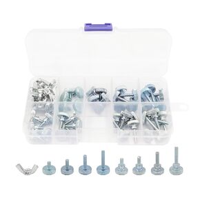 40 قطعة برغي يدوي مخرش من LBY ، M3 / M4 / M5 / M6 مسامير إبهام ملولبة بالكامل (خطوة واحدة ) وصواميل أجنحة مجموعة متنوعة من 8 أنواع ، مجلفن من الصلب الكربوني in Kuwait