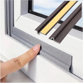 80IN Self Adhesive Window Gap Sealing Strip, Windproof Soundproof Weather Stripping Door Seal, PU Foam Sliding Door Bottom Seal Tape Guard Sealer Dust Stopper for Windows Doors Insulation (Brown)