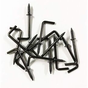 Black 1-1/4 Inch 1 Shape Screw Hooks L Shape Hooks Vintage Black 7 Shape Right Angle Medal Hooks (50 Pack)