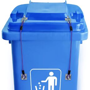 Trash Can Lid Lock,Trash Can Locks for Animals Stop from Rummaging Metal Universal Lid Lock for Outdoor Garbage Cans-Durable Rubber Coated Braided Wire Rope (Blue, 2 Pack)