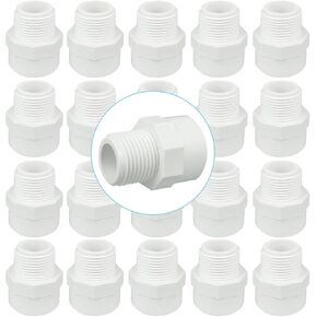 20 قطعة 3/4 انش محول من بلاستيك PVC ذكر (مقبس × خيط انبوب ذكر) محول خرطوم من بلاستيك PVC ثنائي الاتجاه اقتران اقتران من بلاستيك PVC ذكر جدول 40 محول اقتران للاستخدام المنزلي الداخلي والخارجي in Kuwait