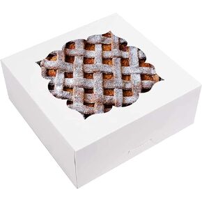 20 Pack Pie Boxes 10x10x3inch Bakery Boxes with Window Pastry Boxes for Pies,Cheesecake and Chocolate Strawberries(Brown)