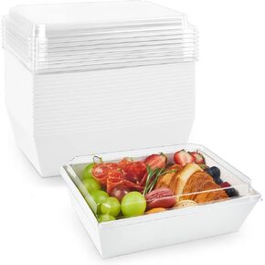 8 x 6 Inch Paper Charcuterie Boxes with Clear Lids, 20 Pack Large Disposable Bakery Boxes, Food Containers for Cake Slice, Cupcakes, Sandwiches, Strawberries, Cookies, Cocoa Bombs (Brown)