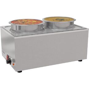 KoolMore Commercial Bain Marie Countertop Food Warmer, Soup Station, and Buffet Table Server with Two Serving Pots and Tap, Stainless-Steel Steamer with Auto Shut Off (CFW-4T), Silver in Saudi Arabia