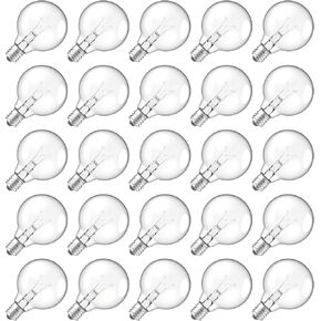 Meconard G40 Solar Replacement Bulbs, E12 Screw Base Shatterproof Globe LED Bulbs for Solar Outdoor String Lights, 1W LED Bulb, E12/C7 Candelabra Screw Base, 3V, Warm White, 25Pack in Saudi Arabia