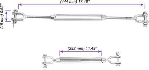 JOIKIT 2 قطعة M12 الفك والفك المقطورة، شدادات فولاذية مجلفنة مفتوحة الجسم لشد الكابلات والحبل والأسلاك، قطر ملولب 1/2 بوصة، 4000 رطل WLL in Kuwait
