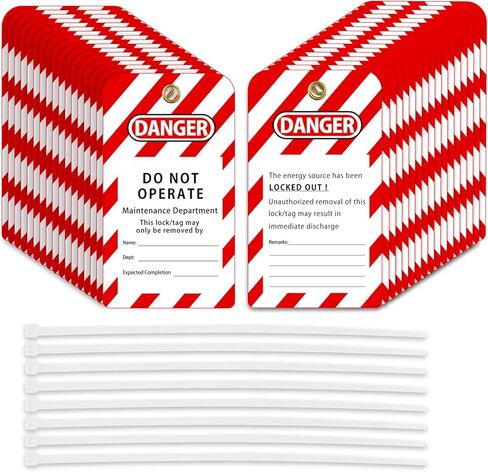بطاقات Wisamic Lockout Tagout، 40 عبوة 5.7 بوصة × 3 بوصة، "خطر - لا تعمل" علامة Loto، علامات متوافقة مع OSHA مصنوعة في الولايات المتحدة، مقاومة للتمزق والماء PF-Cardstock in Kuwait