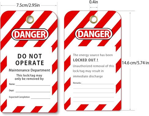 بطاقات Wisamic Lockout Tagout، 40 عبوة 5.7 بوصة × 3 بوصة، "خطر - لا تعمل" علامة Loto، علامات متوافقة مع OSHA مصنوعة في الولايات المتحدة، مقاومة للتمزق والماء PF-Cardstock in Kuwait