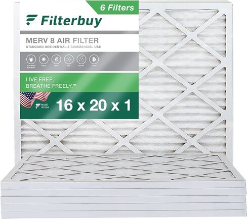 فلتر هواء 16x20x1 من Filterbuy MERV 8 للحماية من الغبار (6 عبوات) استبدال فلاتر الهواء الفرن HVAC مطوي (الحجم الفعلي: 15.50 × 19.50 × 0.75 بوصة) in Kuwait
