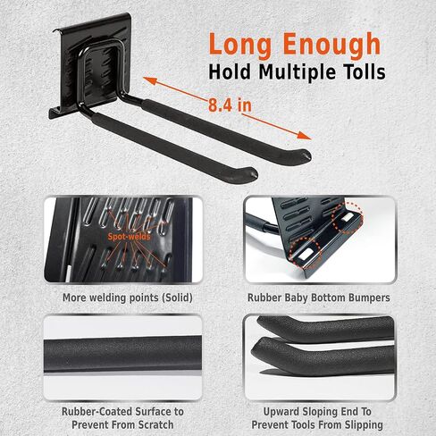 CHARMOUNT Garage Storage Wall Organizer, Wall Mount Rack Hooks Heavy Duty Garden Tool Organizer and Storage, 48 Inch Wall Mount Tool Organization with 6 Hooks, Tracks Max Load 600lbs in Kuwait