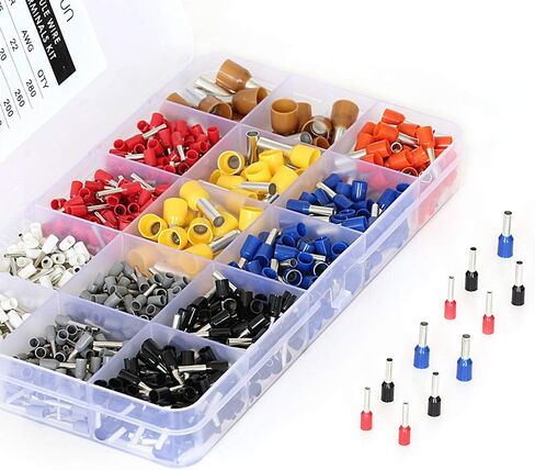 ELECFUN 300 قطعة مجموعة موصلات بعقب غير معزولة 22-10 قياس موصل بعقب غير معزول 22-16AWG، 16-14AWG، 12-10AWG محطات تجعيد الأسلاك الكهربائية in Saudi Arabia