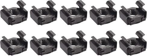 صواميل قفص METALLIXITY (M8x17mm) 10 قطع، أقفاص الأجهزة ذات الفتحات المربعة المطلية بالزنك والفولاذ الكربوني - لرف خزانة رف الخادم، أسود in Saudi Arabia