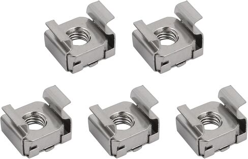METALLIXITY Cage Nuts (M5x5mm) 5Pcs, Stainless Steel Rack Mount Square Hole Hardware Cage Nuts - for Server Rack Cabinet Shelve, Silver Tone in Kuwait
