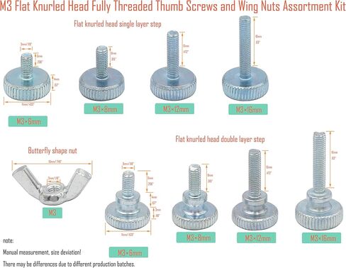 40 قطعة برغي يدوي مخرش من LBY ، M3 / M4 / M5 / M6 مسامير إبهام ملولبة بالكامل (خطوة واحدة ) وصواميل أجنحة مجموعة متنوعة من 8 أنواع ، مجلفن من الصلب الكربوني in Kuwait