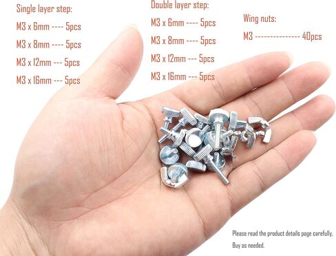 40 قطعة برغي يدوي مخرش من LBY ، M3 / M4 / M5 / M6 مسامير إبهام ملولبة بالكامل (خطوة واحدة ) وصواميل أجنحة مجموعة متنوعة من 8 أنواع ، مجلفن من الصلب الكربوني in Kuwait