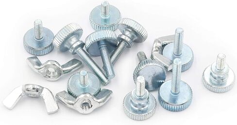 40 قطعة برغي يدوي مخرش من LBY ، M3 / M4 / M5 / M6 مسامير إبهام ملولبة بالكامل (خطوة واحدة ) وصواميل أجنحة مجموعة متنوعة من 8 أنواع ، مجلفن من الصلب الكربوني in Kuwait