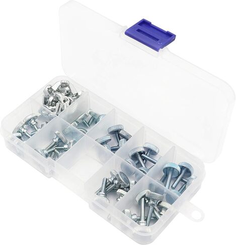 40 قطعة برغي يدوي مخرش من LBY ، M3 / M4 / M5 / M6 مسامير إبهام ملولبة بالكامل (خطوة واحدة ) وصواميل أجنحة مجموعة متنوعة من 8 أنواع ، مجلفن من الصلب الكربوني in Kuwait