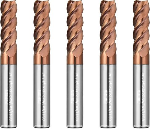 WEXWE Tools GSH Carbide Square End Mill, ACO Coating, Spiral Router Mill Bits for Medium Alloy Steel, Stainless Steel,Hardeness Steel, Rough and Finish Machining,1/2" Shank (.5(1/2)", 2pcs) in Saudi Arabia