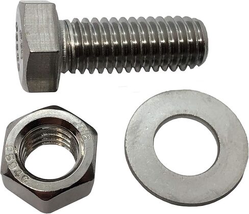 1/8 بوصة -16 × 5 بوصة - 304 مسمار من الفولاذ المقاوم للصدأ وصواميل وغسلات - 18-8 HEX رأس برغي - 304 درجة. لأغراض عامة (10) براغي + (10) صواميل + (10) غسالات in Kuwait