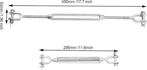 JOIKIT 2 قطعة 12 بوصة M10 من الفولاذ المجلفن وفك شدادات الفك مع قطر ملولب 3/8 بوصة لكابل حبل السلك، حد حمل العمل 3500 رطل in Kuwait