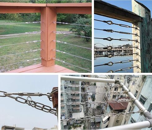 أوجيمو، 2 قطعة M8 خطاف & العين سلك الحبل الشد 304 الفولاذ المقاوم للصدأ هوك و مشبك العروة الثقيلة سلك حبل الشد in Kuwait