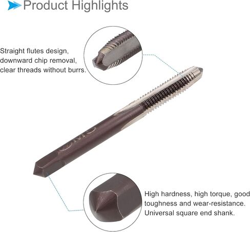 CoCud Hand Threading Taps, M5 x 0.8 Thread, Metric Alloy Tool Steel Screw Tapping Taper Bottom Tap - (Applications: for Machine Thread Repair), 2-Pairs in Kuwait